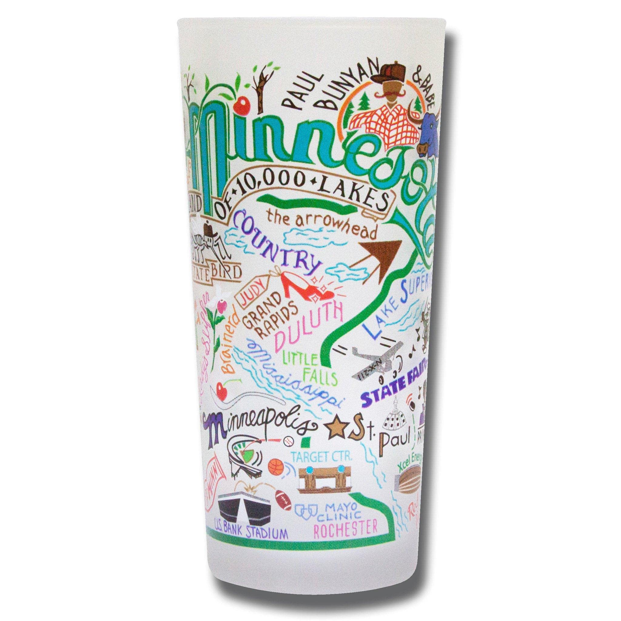 Minnesota Themed 15oz Frosted Glass Tumbler - Dishwasher Safe Drinking Cup for Kitchen, Office & Gifts - Perfect for MN Lovers, Home Decor & Beverage Serving
