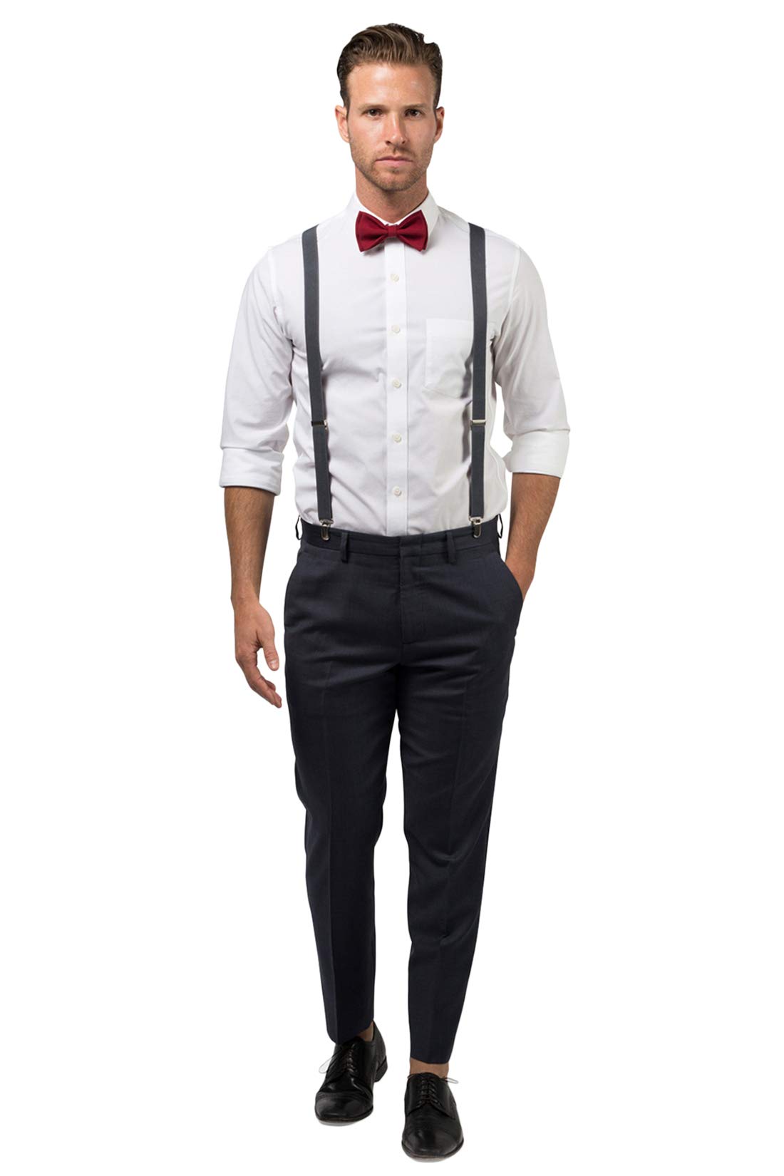 Charcoal Grey Suspenders & Bow Tie Set for Boys & Men - Wedding & Party Outfit