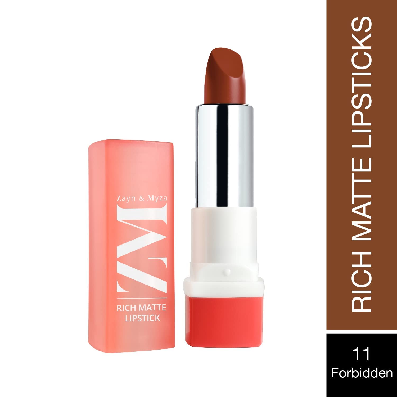 ZM Zayn & Myza Rich Matte Lipstick - Smooth, Lightweight, High Pigmentation with Argan Oil & Shea Butter (4.2g, Forbidden Red) | Long-Lasting Matte Finish for Day & Night Wear | Perfect for Parties, Dates & Professional Meetings