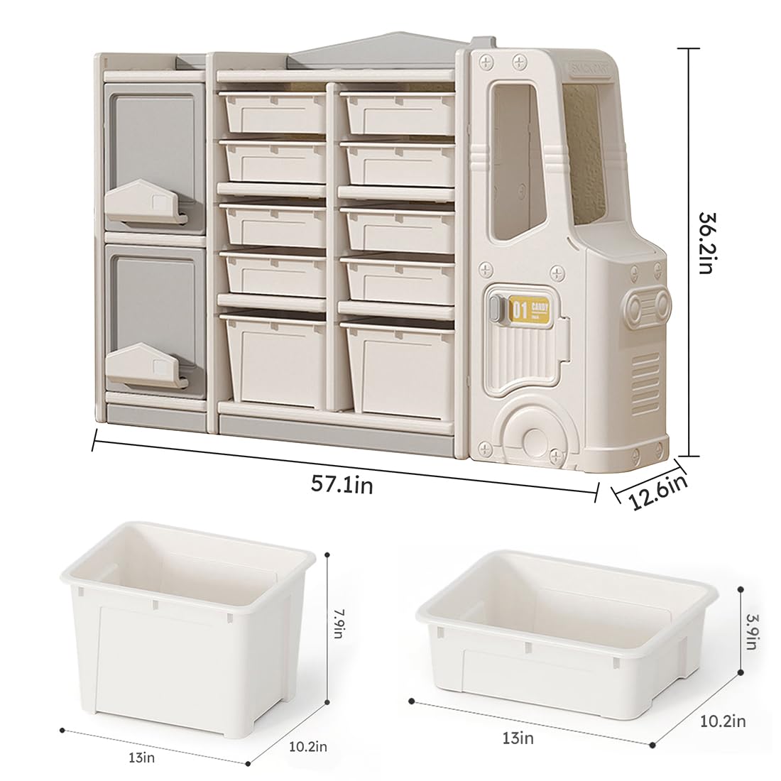 Kids Toy Storage Organizer with 12 Bins - Foldable Grey Toy Box for Bedroom & Playroom Organization | Perfect for Lego, Stuffed Animals & Toy Car Storage