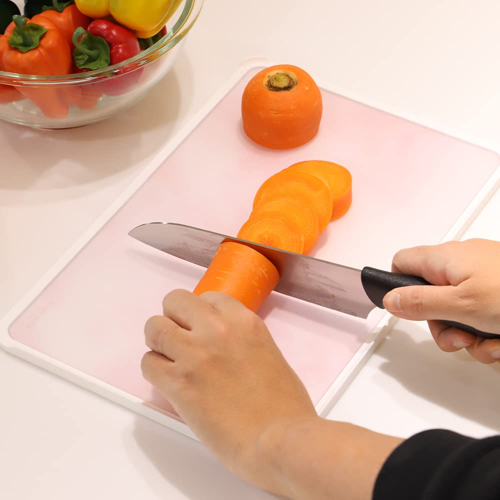 Pearl Metal Licute Aerial CC-1403 Non-Slip Pink Stone Cutting Board - Japanese Made, Dishwasher Safe - Perfect for Kitchen Prep, Sushi Making & Serving Charcuterie