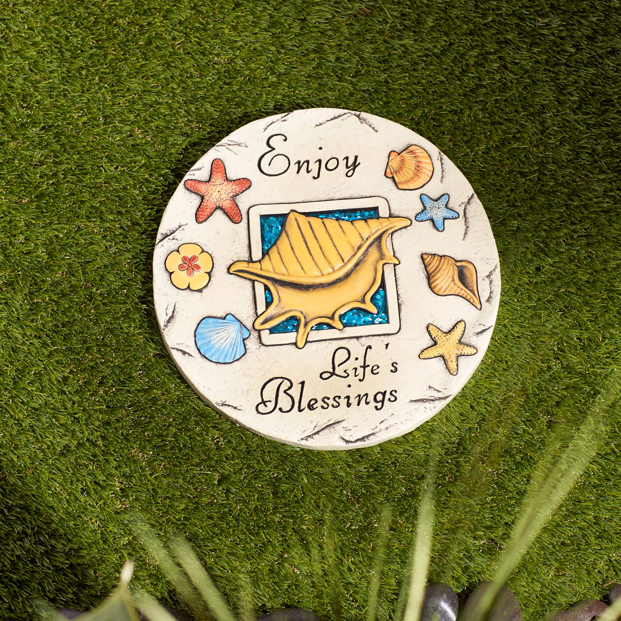 Accent Plus Enjoy Life's Blessing Stepping Stone - Garden Decor, Pathway Marker, Outdoor Yard Art for Landscaping & Home Decoration