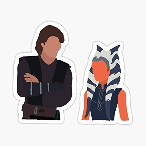 Minimalist Anakin and Ahsoka Vinyl Decal Sticker - Star Wars Themed Graphic Art - Waterproof & Durable for Laptops, Cars, Windows - Perfect for Fans & Gift Giving