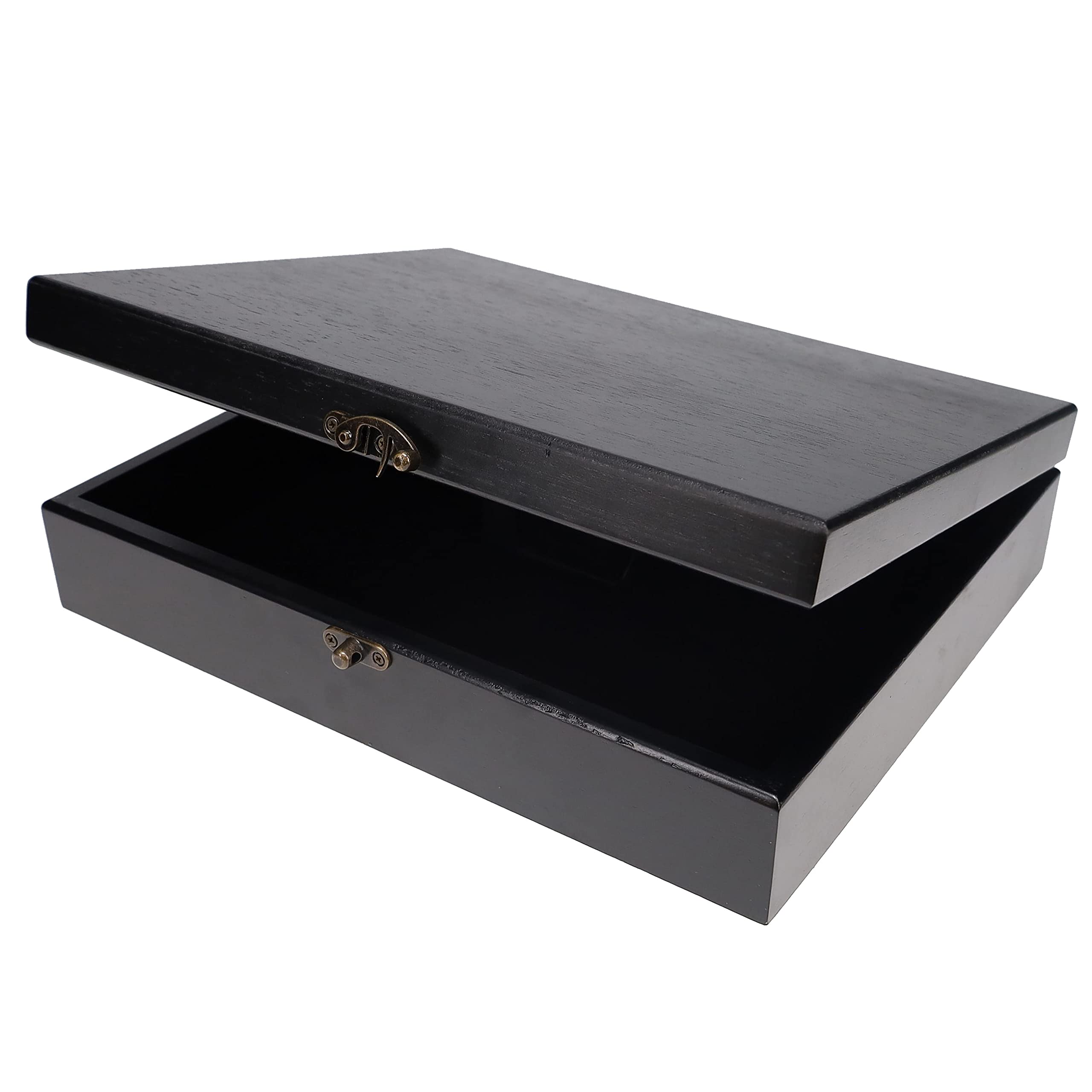 WE Games Wooden Keepsake Stash Box - Decorative Memory Box for Letters, Photos & Jewelry Storage | Board Game Accessories & Stationery Organizer | Perfect for Home Decor, Wedding Gifts & Family Heirlooms (Black Stained Finish)