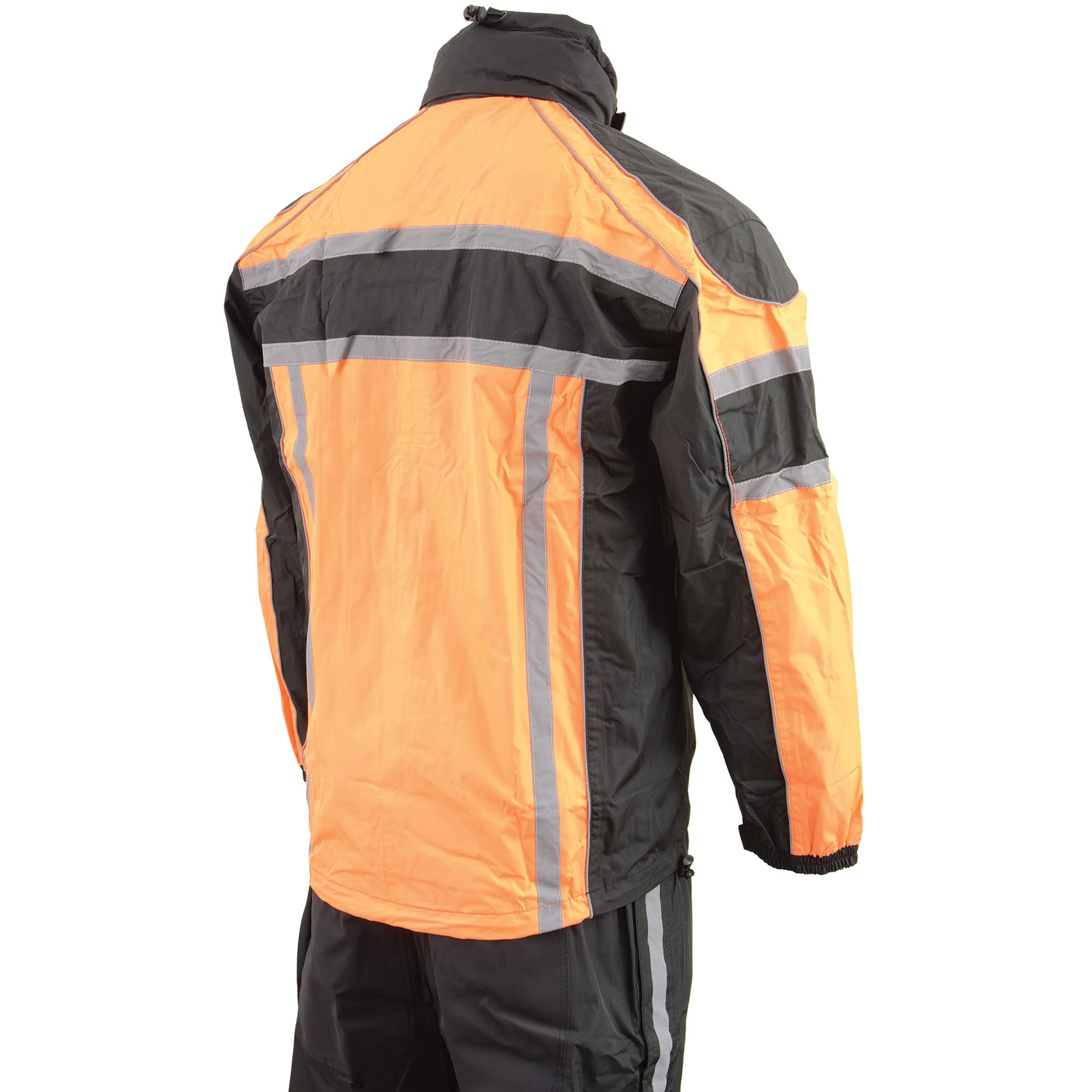 Milwaukee Leather SH233102 Men's Waterproof Rain Suit - Black & Orange with Reflective Strips for Motorcycle Riding & Outdoor Work