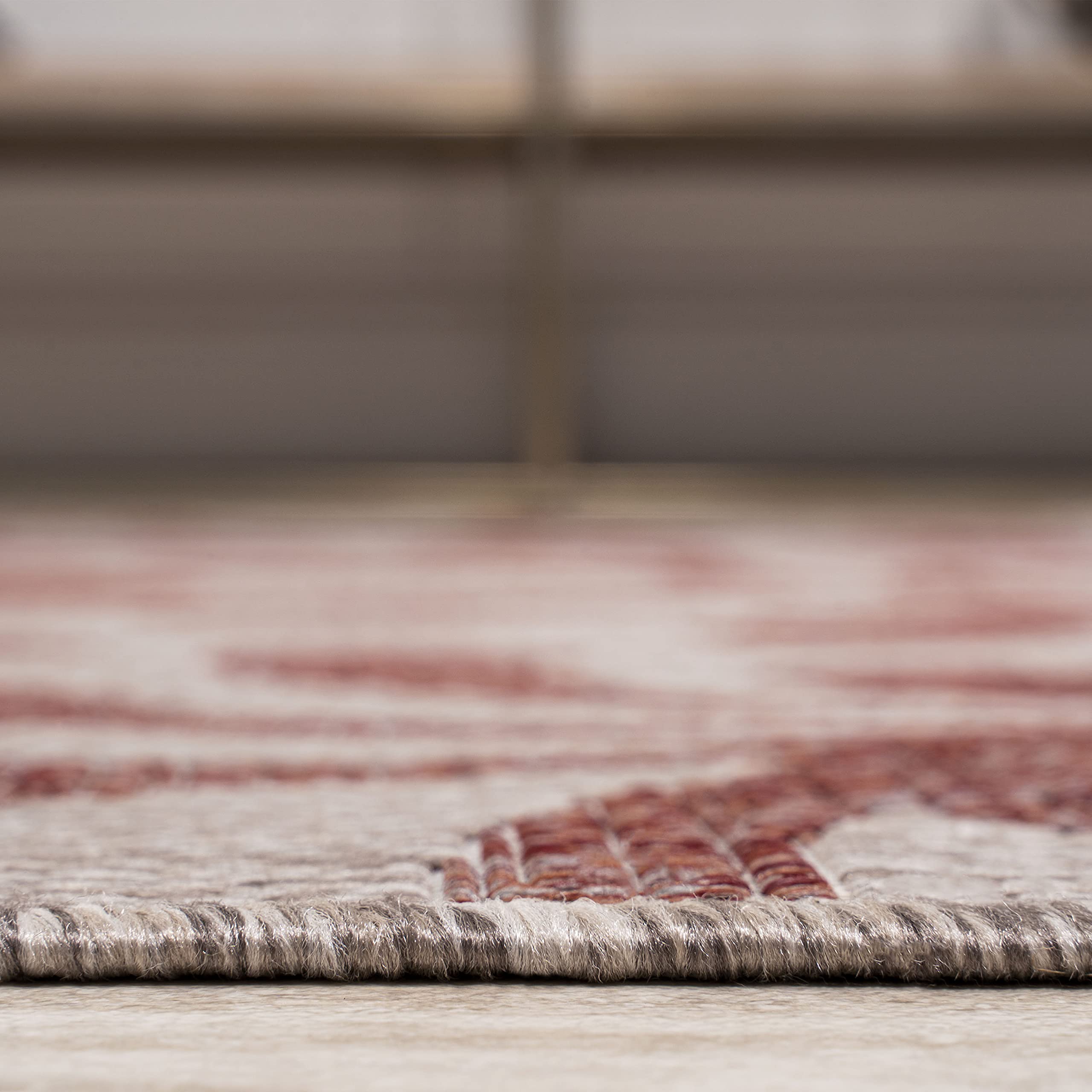 JONATHAN Y SMB117B-3 Bohemian Coastal Indoor/Outdoor Area Rug - 3x5 Feet, Red/Beige, Non-Shedding & Easy to Clean - Perfect for Bedroom, Kitchen, Backyard, Patio & Coastal Decor