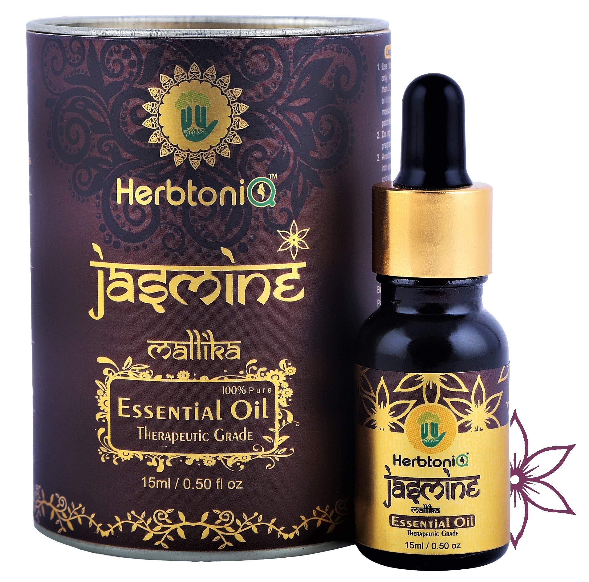 100% Pure Jasmine Essential Oil - Undiluted Therapeutic Grade for Aromatherapy, Massage, Skin & Hair Care - Natural Stress Relief & Mood Enhancer - Perfect for Diffusers, DIY Beauty & Home Cleaning (15ml)