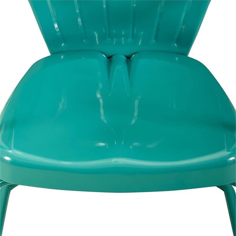 Pemberly Row Turquoise Gloss Metal Patio Chairs (Set of 2) - Outdoor Dining, Poolside Lounging, Garden Seating Furniture for Backyard & Patio