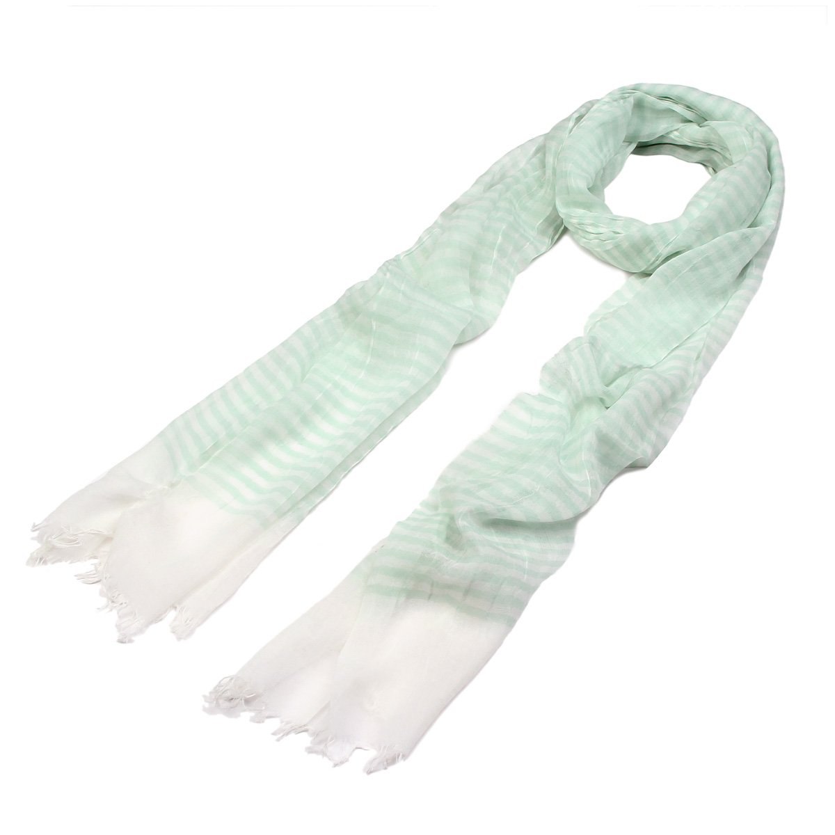 Trendy Blue Pure Cotton Lightweight Narrow Striped Fashion Scarf for Women - Soft & Breathable Accessory for Spring, Fall & Winter Outfits