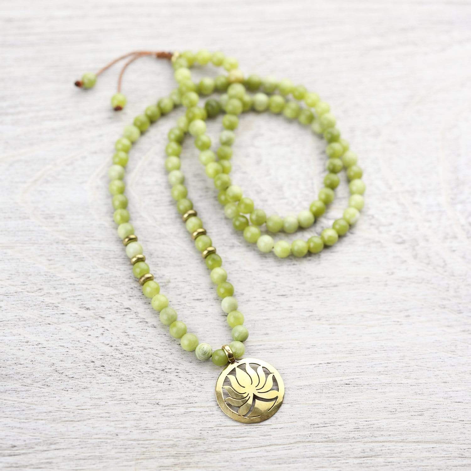 Healing Jade Lotus Mala Beads - 108 Buddhist Prayer Beads for Meditation, Yoga & Stress Relief - Natural Stone Spiritual Jewelry for Mindfulness Practice & Positive Energy