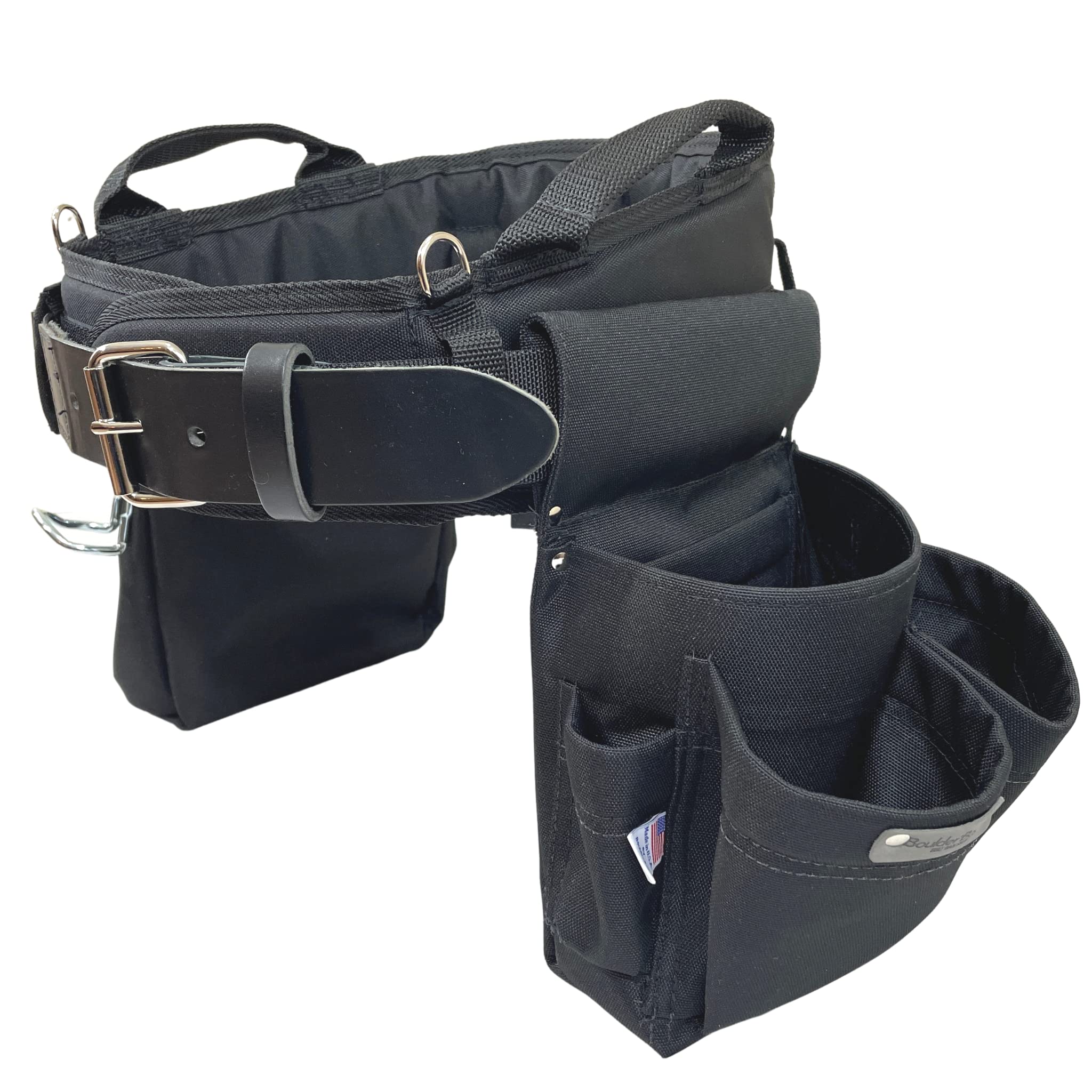 BOULDER BAG Professional Carpenter MAX Combo Tool Belt with Comfort Back Support - Heavy Duty Leather Tool Bag with Adjustable Buckle (28-32 Inch Waist, Black) | Made in USA | Perfect for Construction, Woodworking & Home Improvement Projects
