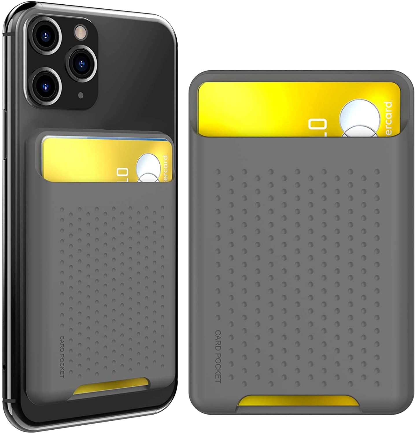 AHASTYLE Slim Stick-On Phone Card Holder - Strong Adhesive Silicone Wallet for Credit Cards & ID - Compatible with iPhone, Android, Samsung Galaxy (Deep Grey) - Perfect for Travel, Gym & Everyday Use