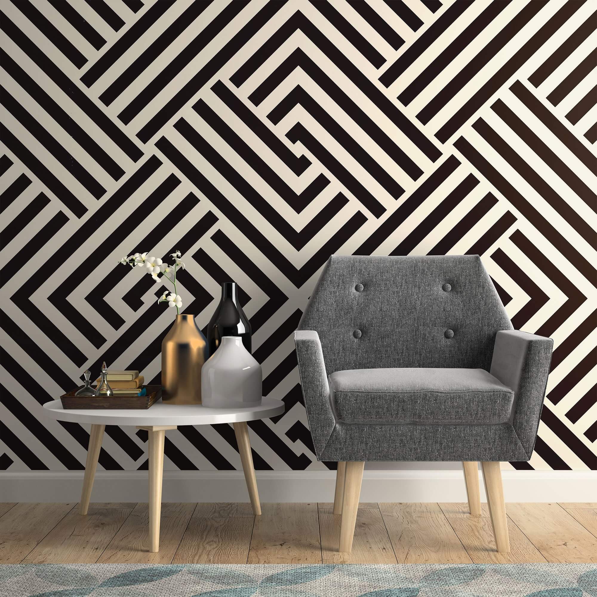 Black and White Cross Pattern Peel and Stick Removable Wallpaper - Self-Adhesive Decorative Wall Covering for Bedroom, Living Room, Nursery, Office (Design 5497)