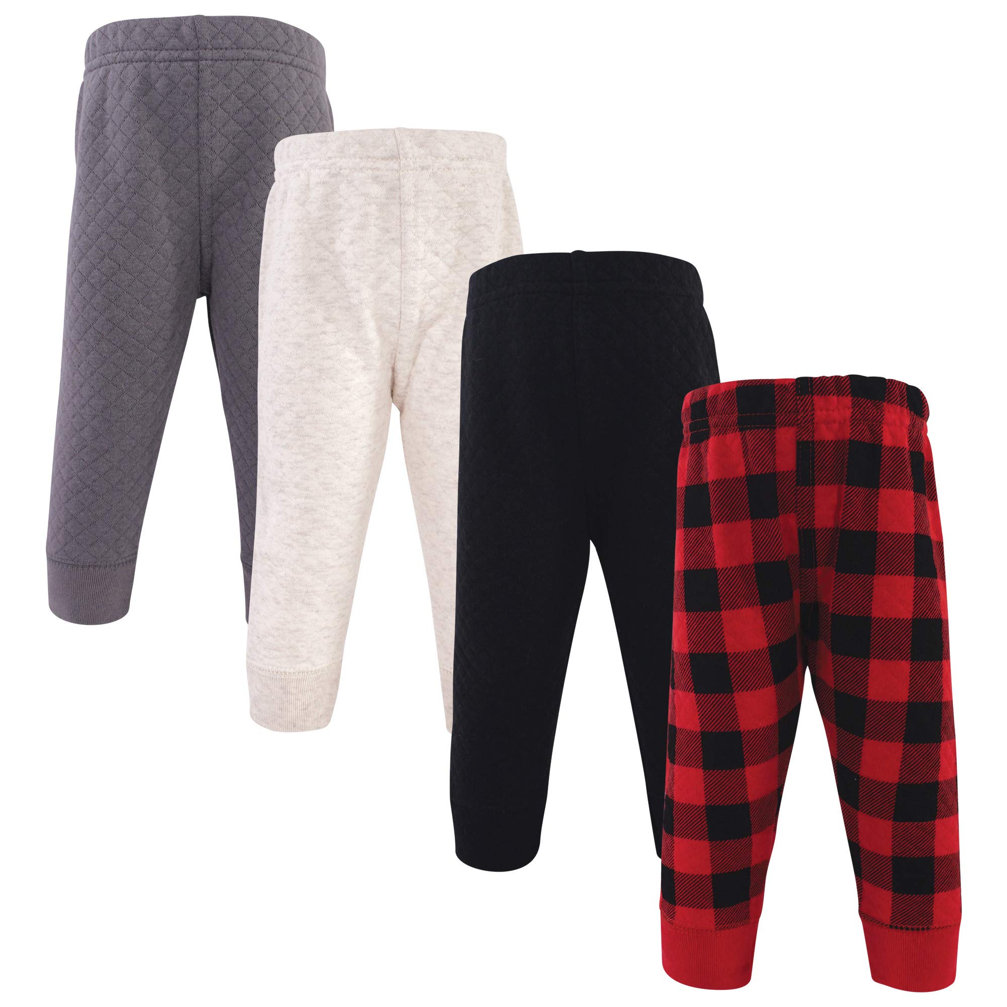 Hudson Baby Girls' Quilted Jogger Pants 4-Pack - Soft & Comfortable Cotton Joggers for Toddlers - Perfect for Playtime, Lounging & Everyday Wear