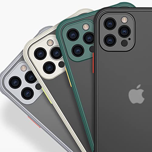 ZEZHOU iPhone 12 Pro Case with Camera Lens Protector - Shockproof Slim Hard Cover with Soft Edge & Enhanced Corners | Translucent Matte Drop Protection Phone Case for iPhone 12 Pro 6.1