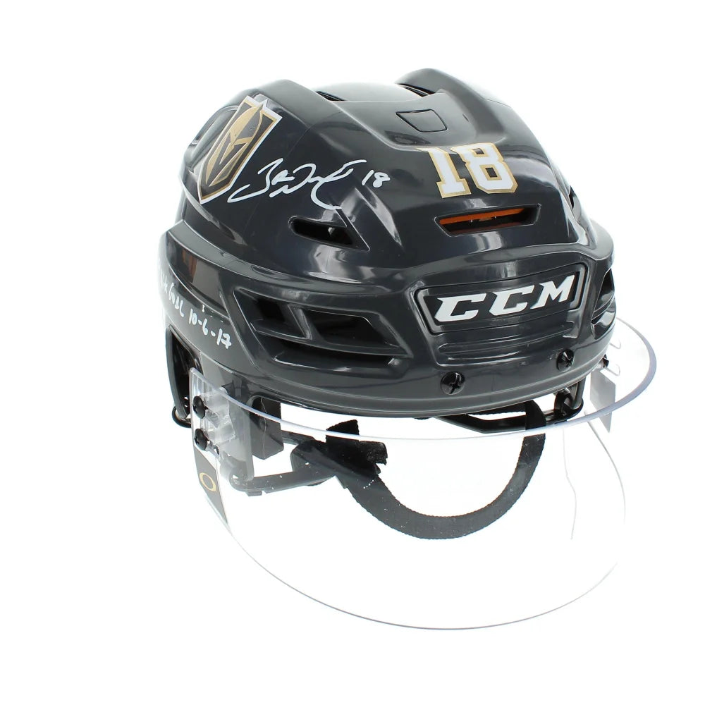 Authentic James Neal Signed Vegas Golden Knights Game-Used Grey Hockey Helmet with 
