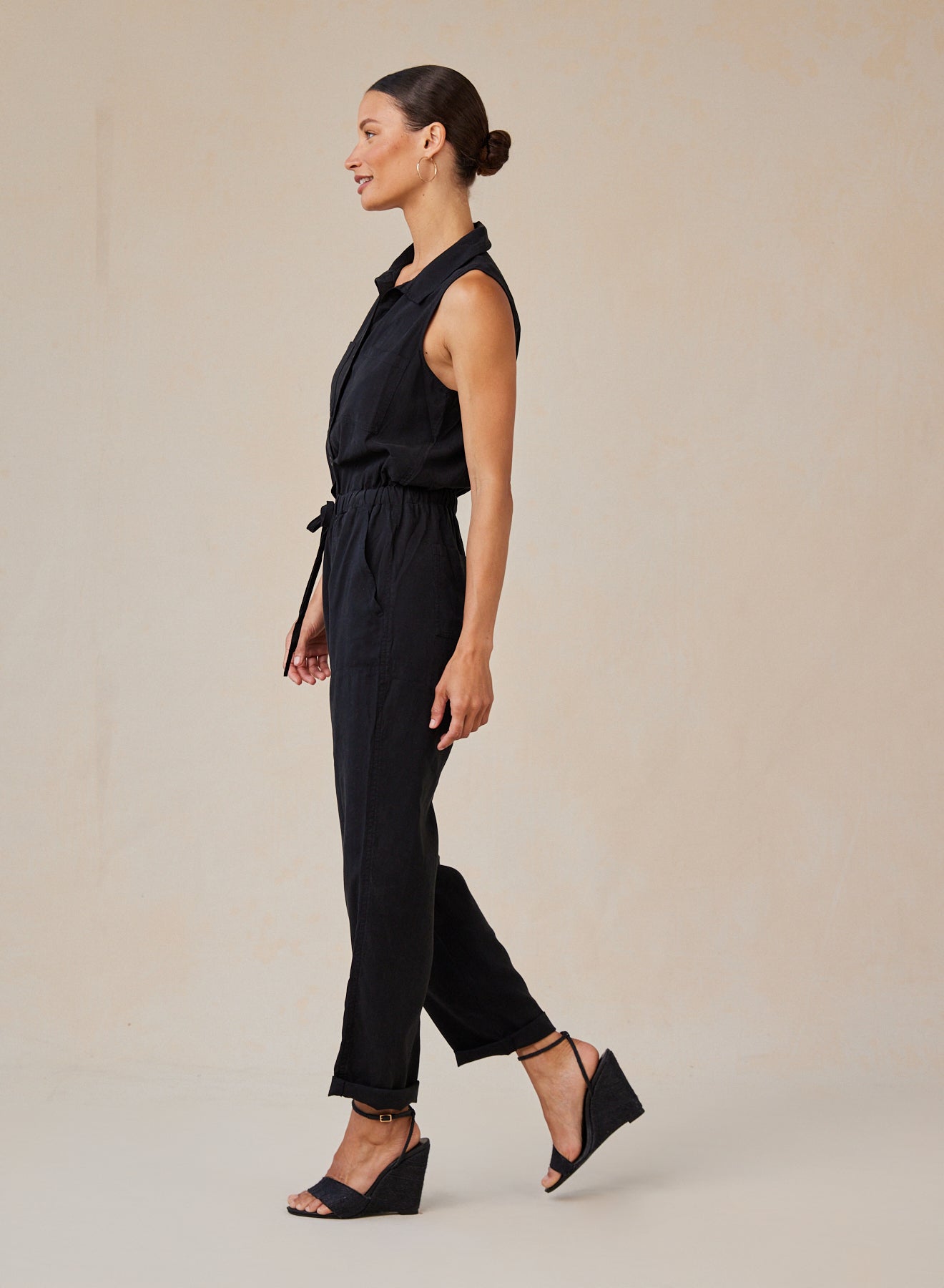 Vintage Black Pocket Jumpsuit for Women - Stylish One Piece Romper with Pockets | Perfect for Casual Outings, Music Festivals & Summer Travel