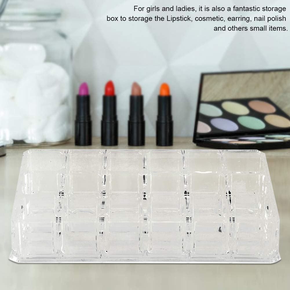 Acouto 18-Slot Portable Lipstick Organizer - Clear Mini Cosmetic Storage Box for Lip Gloss, Jewelry & Perfume | Perfect for Travel, Vanity & Bathroom Organization