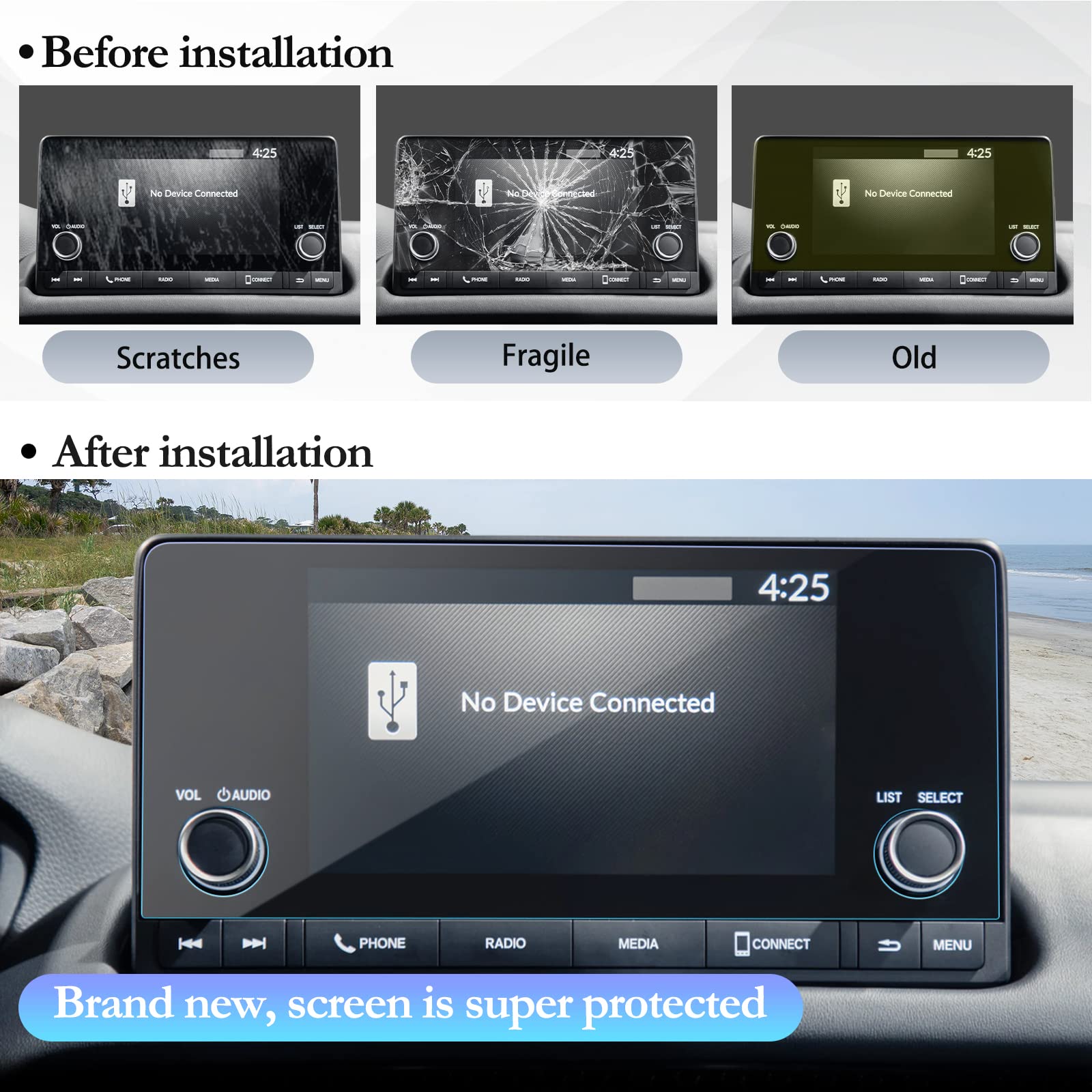 2024-2025 Honda HR-V LX/Sport 7-Inch Navigation Tempered Glass Screen Protector - HD Clear, Anti-Scratch, Bubble-Free for 2023-2025 Honda HRV Accessories | Perfect for Daily Driving & Touchscreen Protection