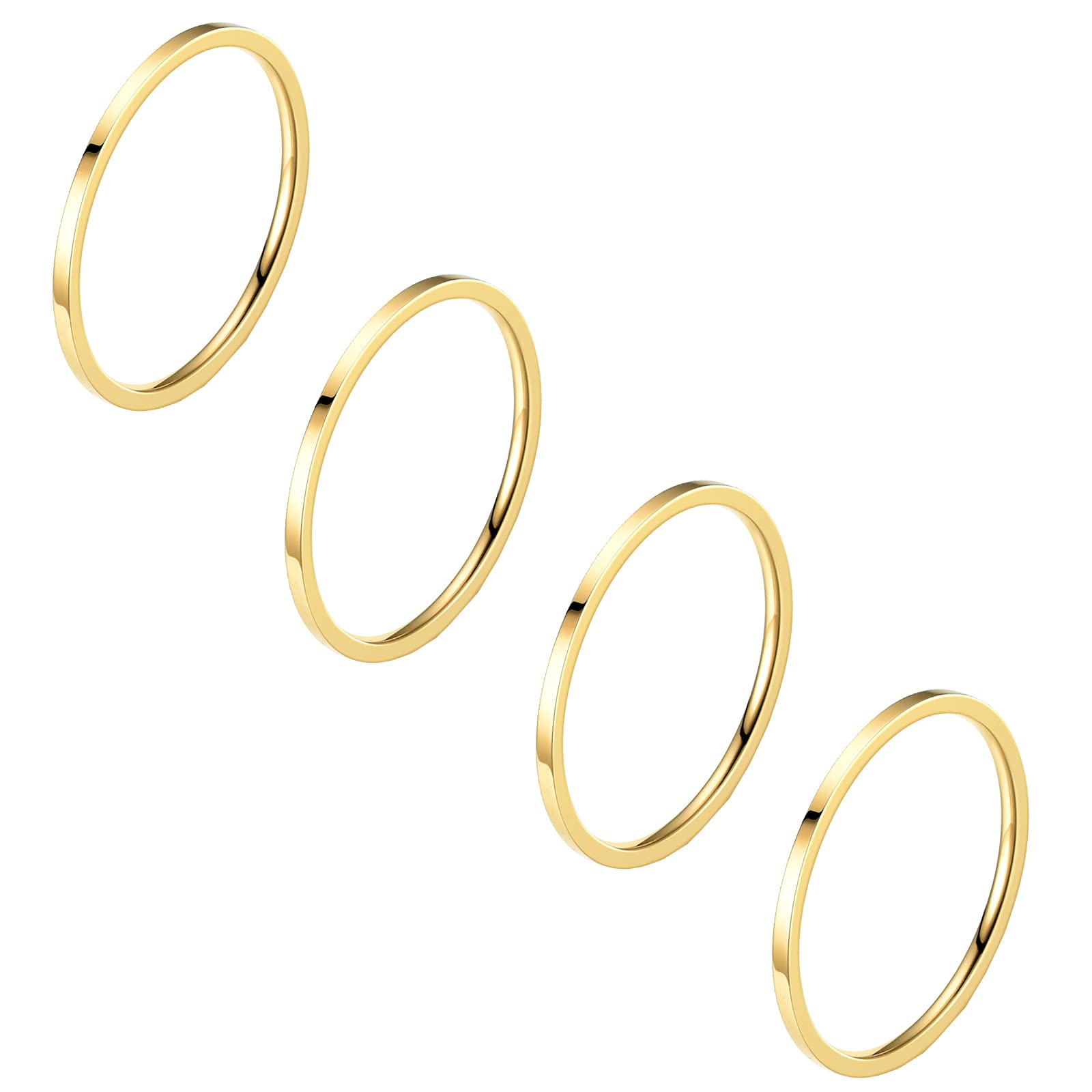 Stackable Rings for Women - Thin Band Knuckle Rings, Minimalist Stainless Steel Stacking Rings for Teen Girls & Adults - Perfect for Layering, Everyday Wear & Special Occasions