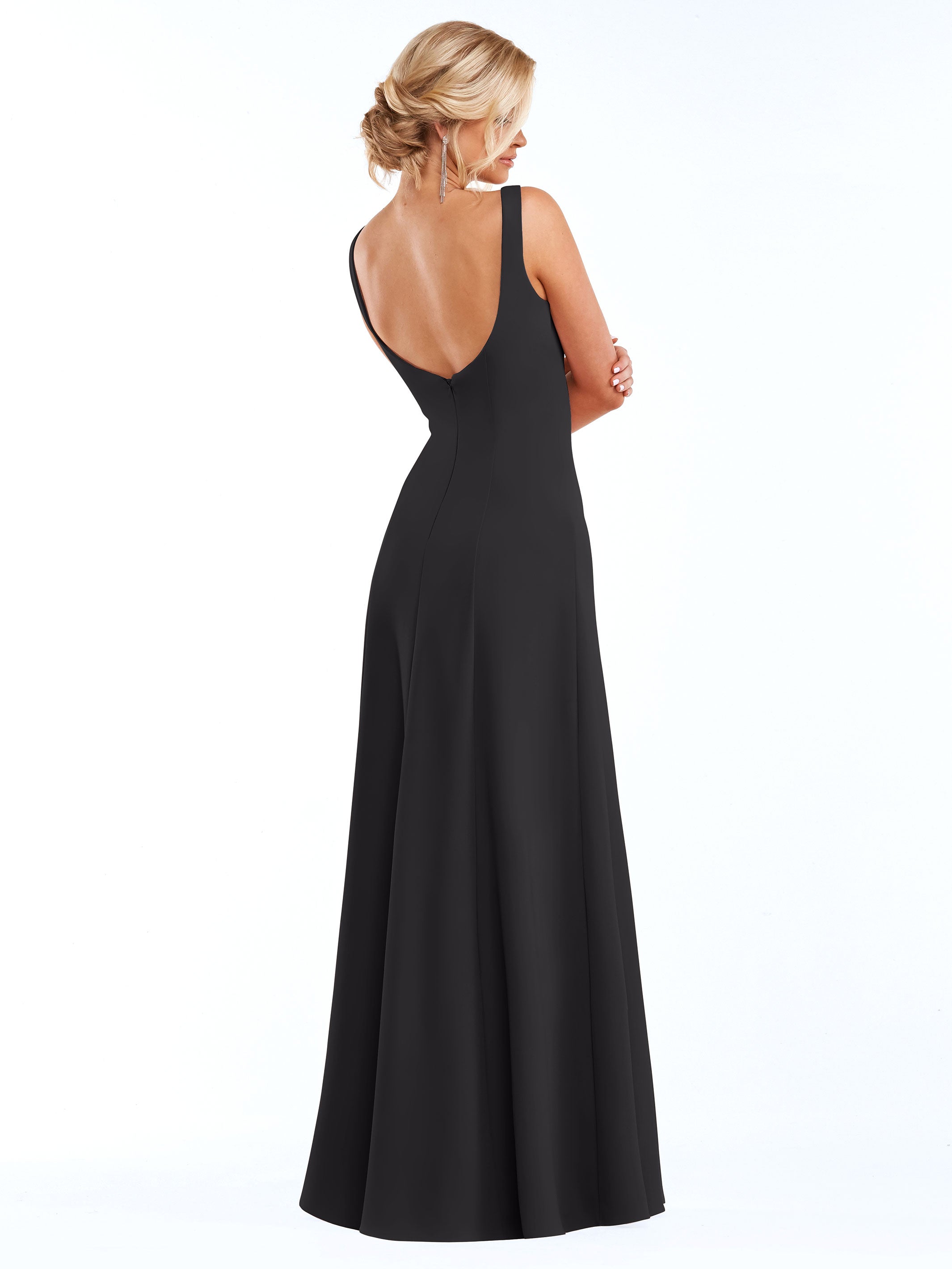 Elegant 83043 A-Line Double Knit Bridesmaid Dress with V-Neck - Perfect for Weddings, Formal Events & Special Occasions