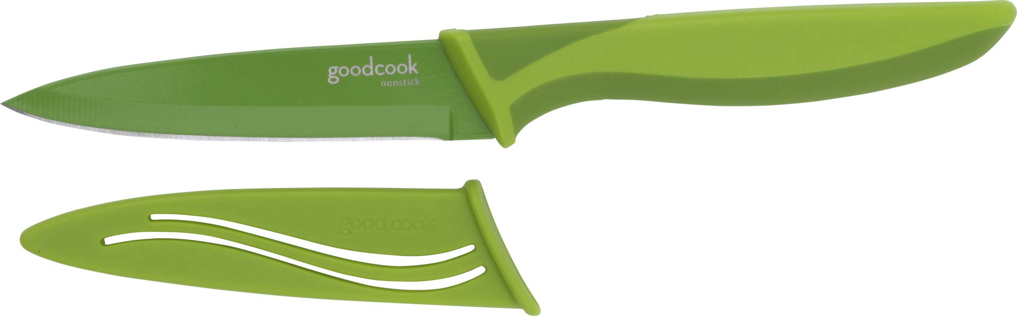Goodcook 4-inch Nonstick Paring Knife - Sharp Green Kitchen Knife for Peeling, Slicing & Cutting Fruits Vegetables - Perfect for Home Cooking, Camping & Food Prep