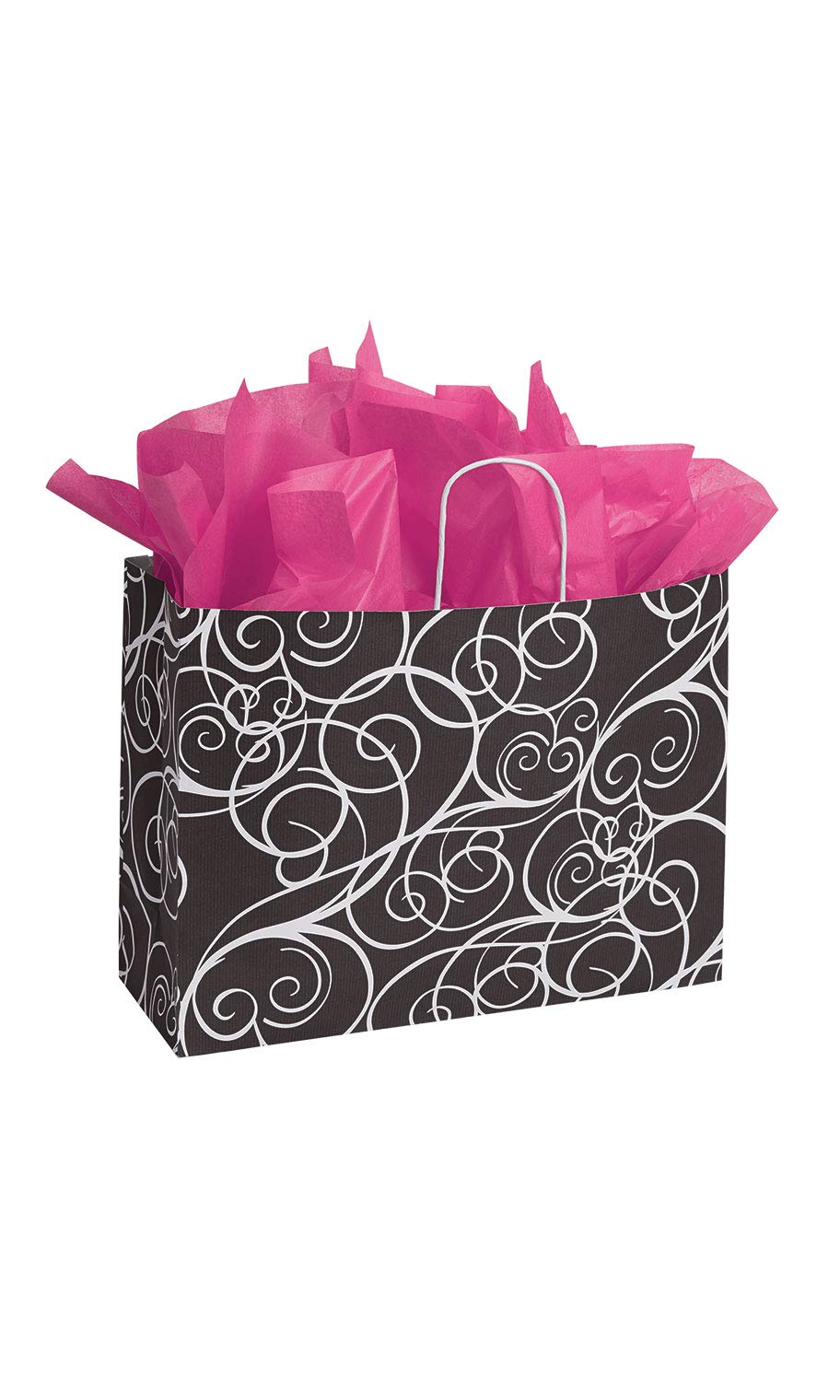 Elegant Large Swirl Pattern Paper Shopping Bags 16x6x12 Inches - Bulk Pack of 100 - Perfect for Retail Stores, Gift Wrapping & Party Favors