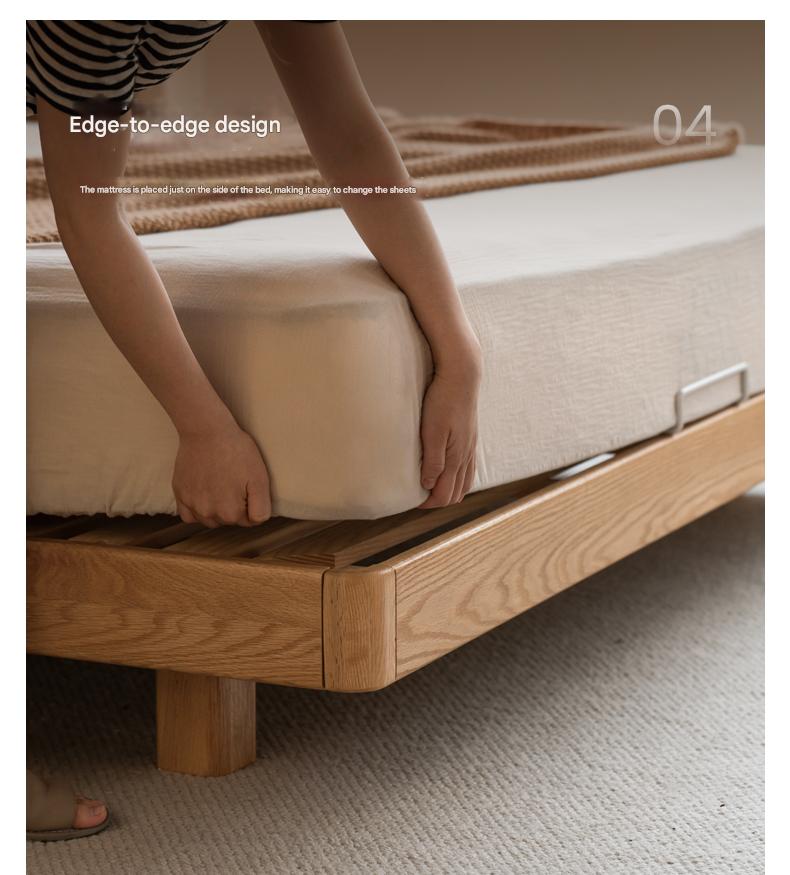 Solid Oak Wood Suspension Bed - King Size Platform Bed Frame with Large Headboard - Perfect for Master Bedroom & Modern Home Decor