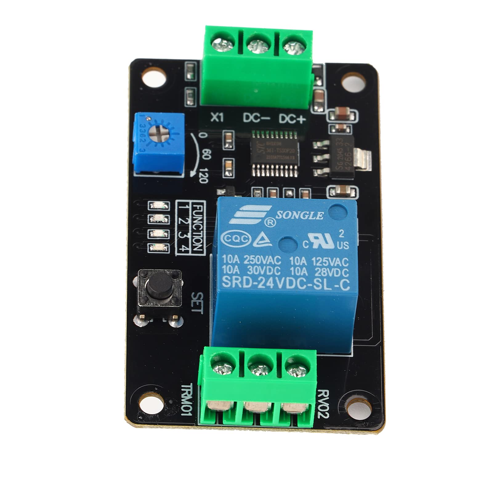 Delay Timer Relay Switch - 5V 12V 24V DC Adjustable Self-Locking On/Off Timer Module with 555 Timer (DC24V) for Industrial Automation, Home Appliances & DIY Electronics Projects