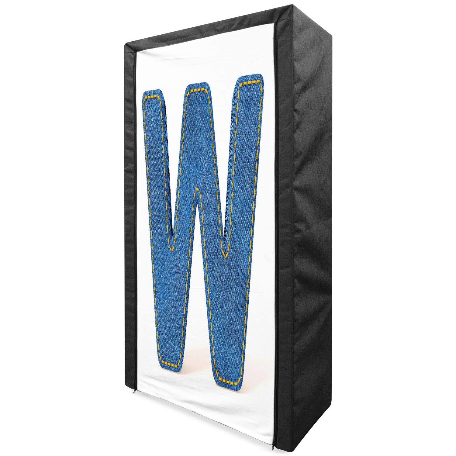 Ambesonne Letter W Fabric Wardrobe - Blue Jean Pattern Typography Design, 33.5