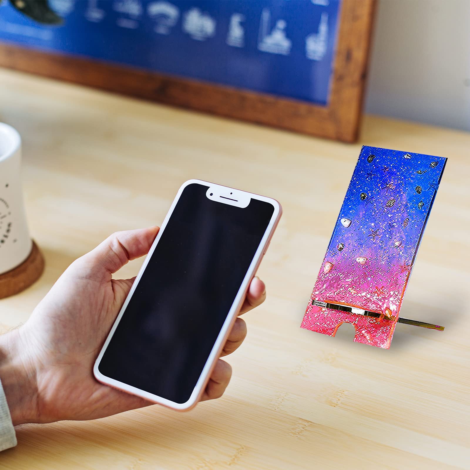 DoreenBow Resin Phone Stand Molds - Epoxy Casting Silicone Mobile Phone Holder with Broken Gold Foil for DIY Craft | Perfect for Jewelry Making, Home Decor & Gift Ideas