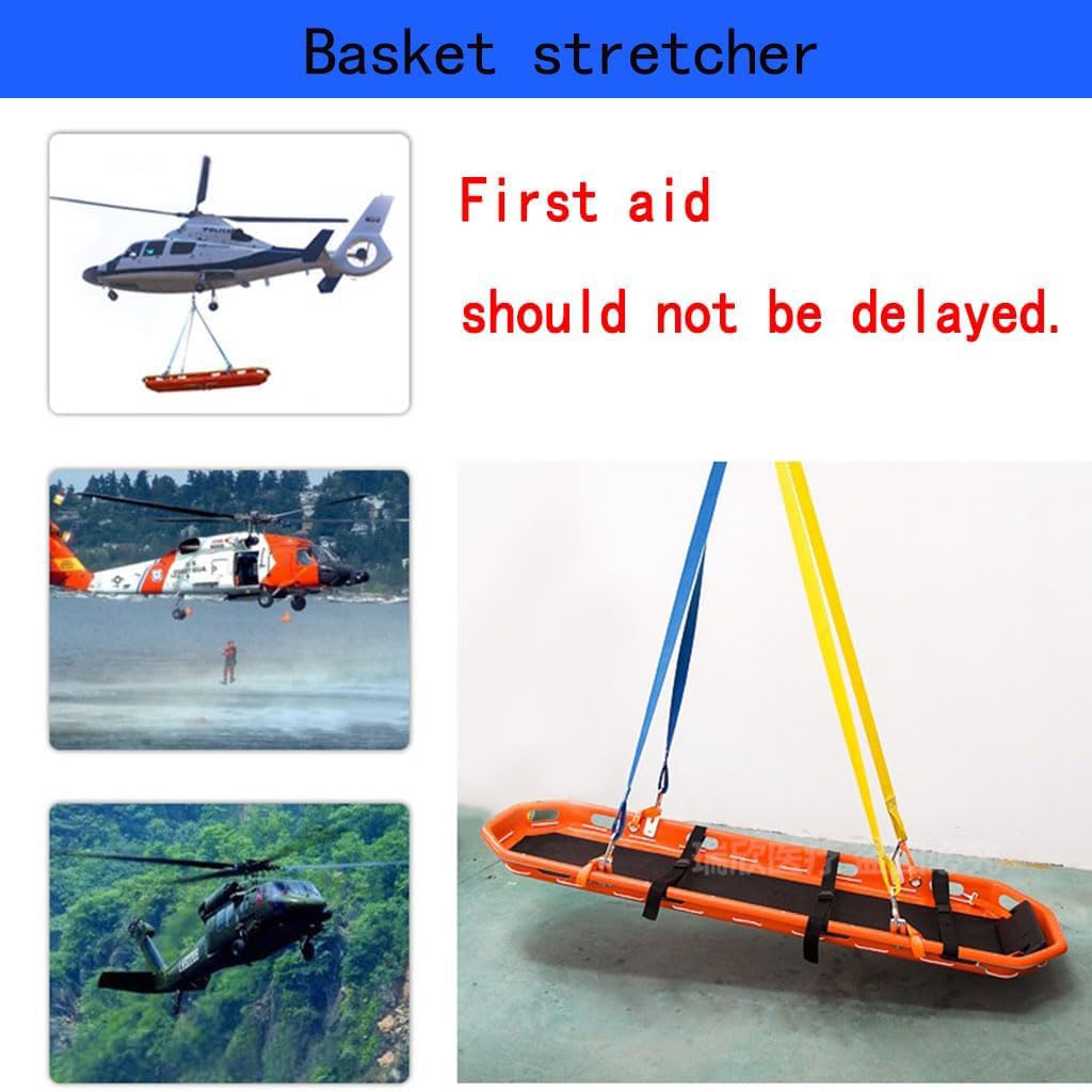 Helicopter Rescue Basket Stretcher - Emergency Patient Transport for Hospitals, Clinics & First Responders | Durable Orange Medical Stretcher for Sports Fields, Home Emergencies & Disaster Relief Scenarios