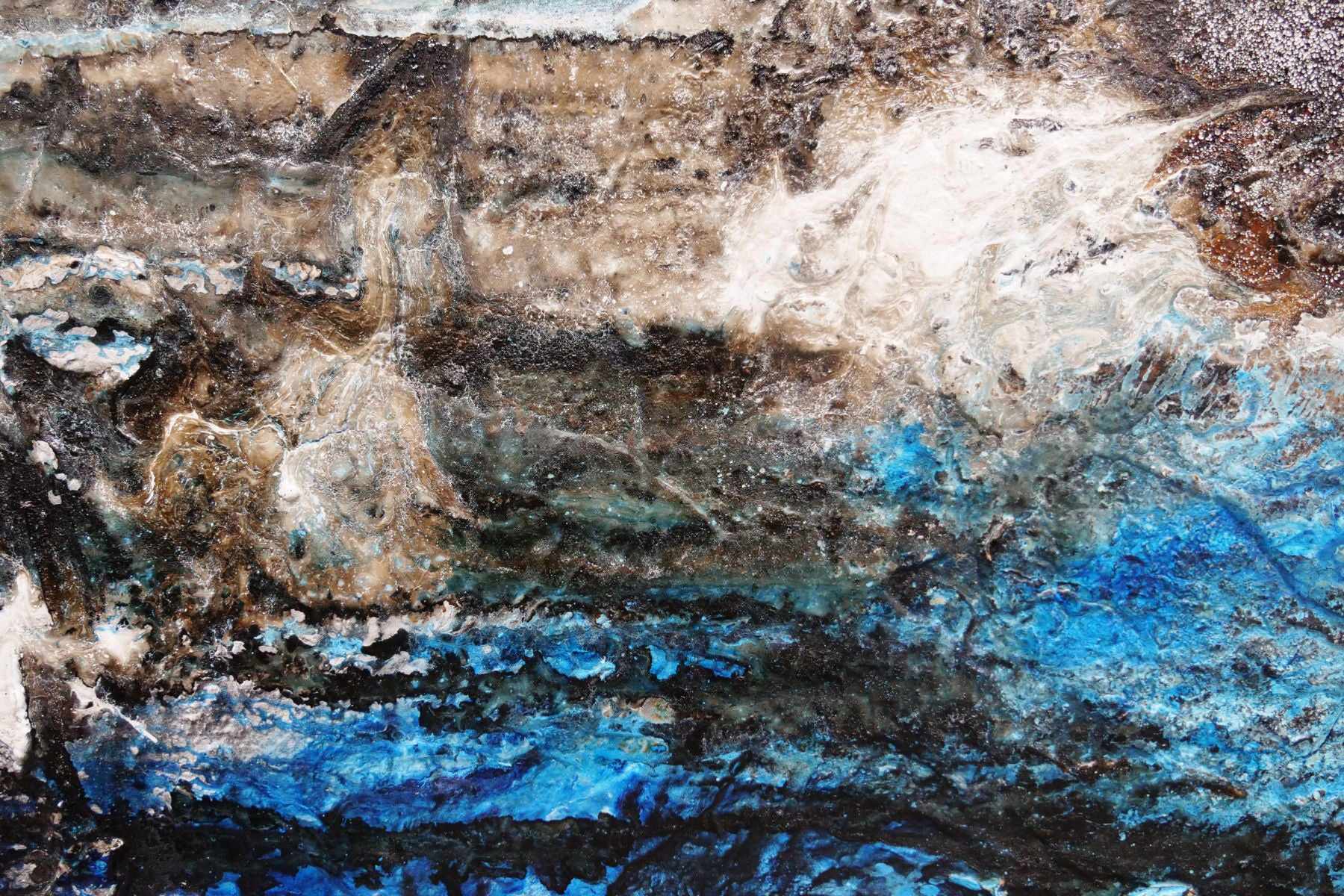 Blue Textured Abstract Honeycomb Cove Painting 140cm x 100cm - Modern Wall Art for Living Room, Bedroom & Office Decor