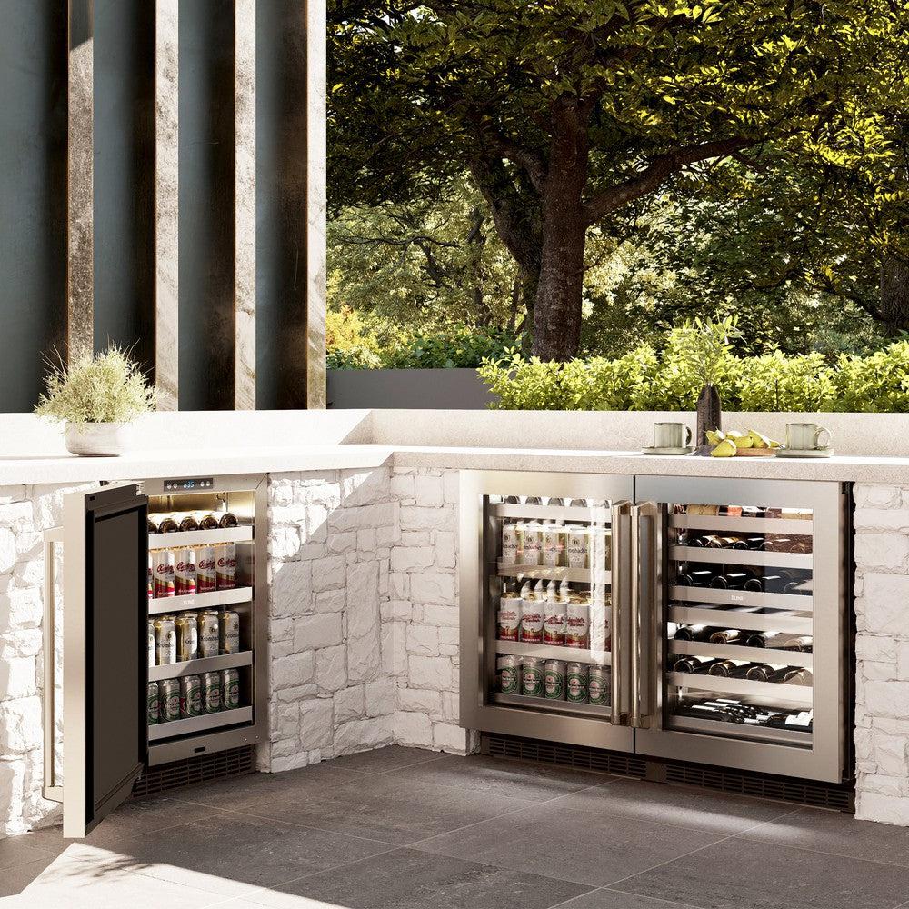 ZLINE 24 Inch Stainless Steel Glass Door Beverage Refrigerator - 151 Can Capacity, Touchstone Series (RBSO GS 24) - Perfect for Home Bars, Offices, and Entertaining Spaces
