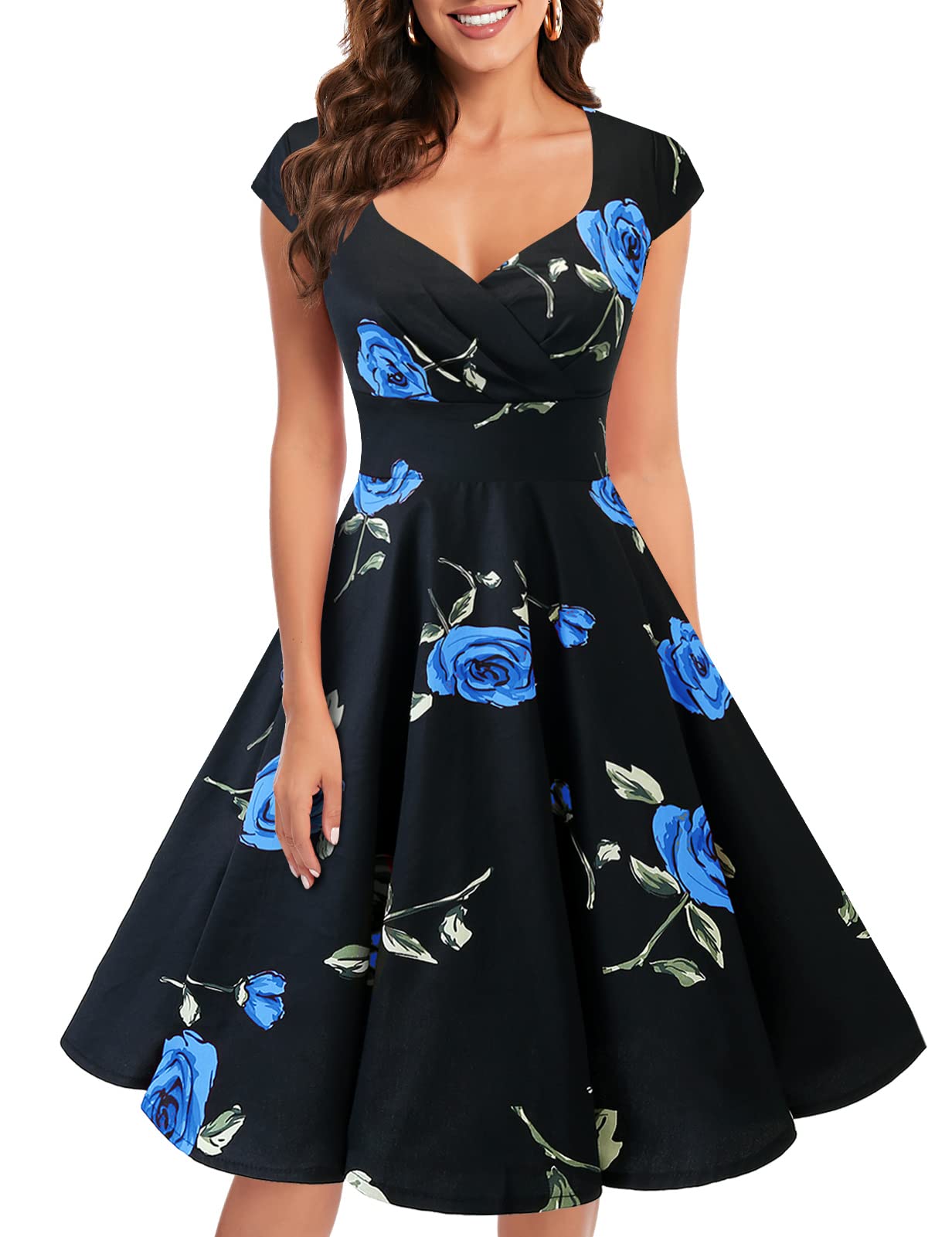 Vintage 1950s Retro Swing Dress for Women - Cocktail Party & Swing Dance Outfit - Elegant Short Dress for Parties, Dinners & Special Occasions