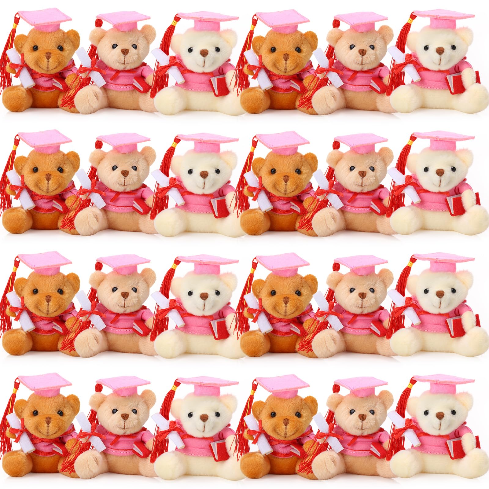 24-Pack Mini Graduation Plush Bears (3.54