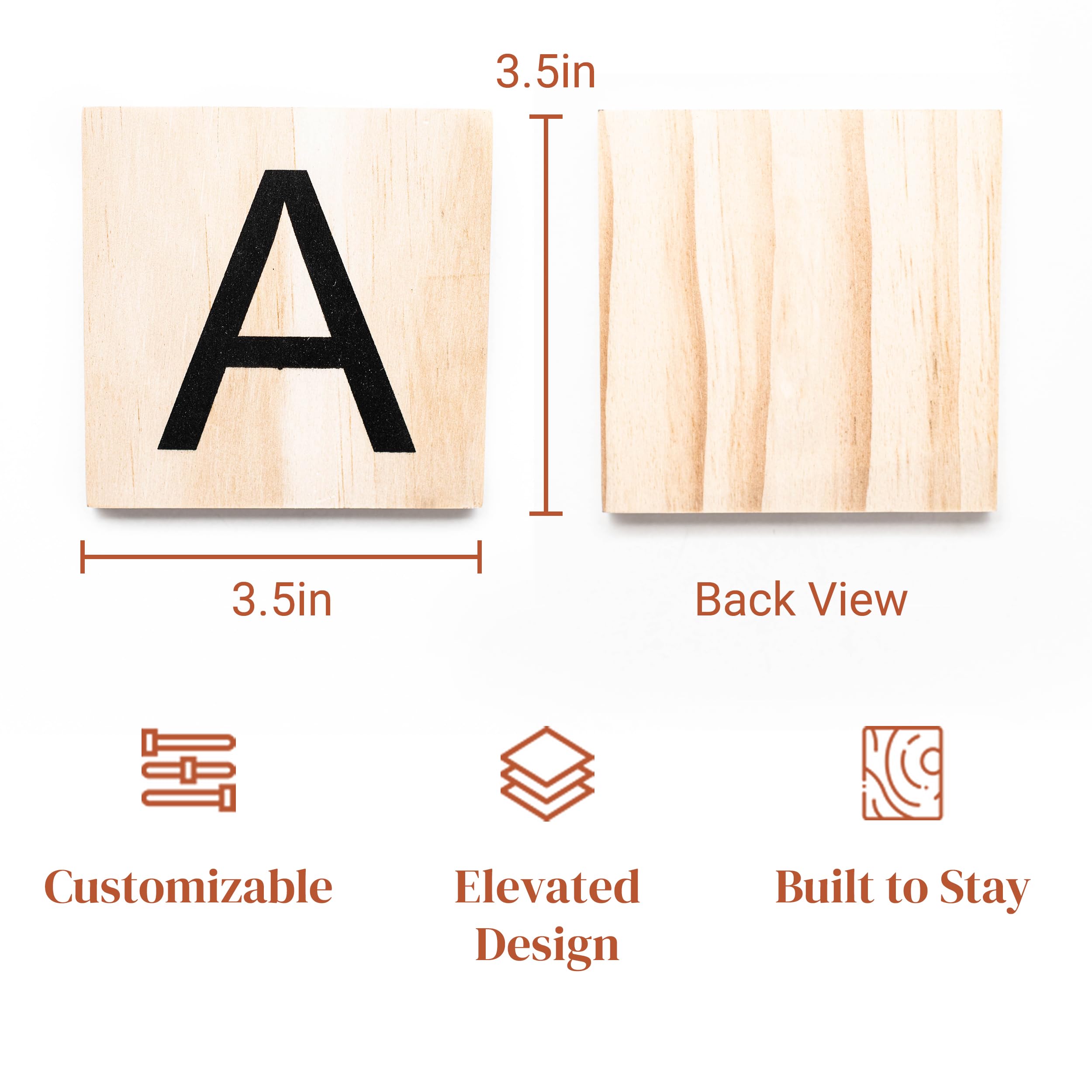 Stiles Letter Tiles - 3.5 Inch Wooden Wall Decor Letters for Home (Letter M) - Perfect for Living Room, Dining Room, Kitchen & Bedroom - Family Signs & Crossword Style Home Decor for Cozy Spaces