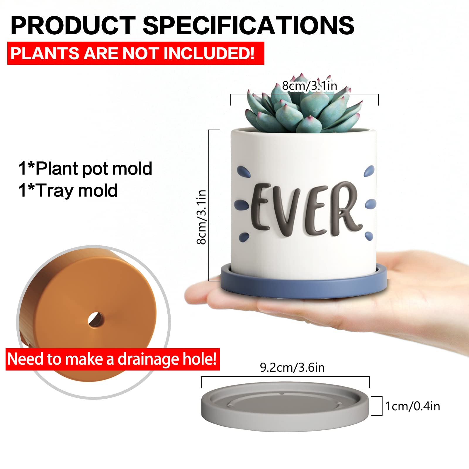 DIY Silicone Concrete Planter Mold with Tray - Handmade Succulent Pots, Plaster Candle Jar & Gift Making Kit | Perfect for Home Decor, Wedding Favors & Craft Projects