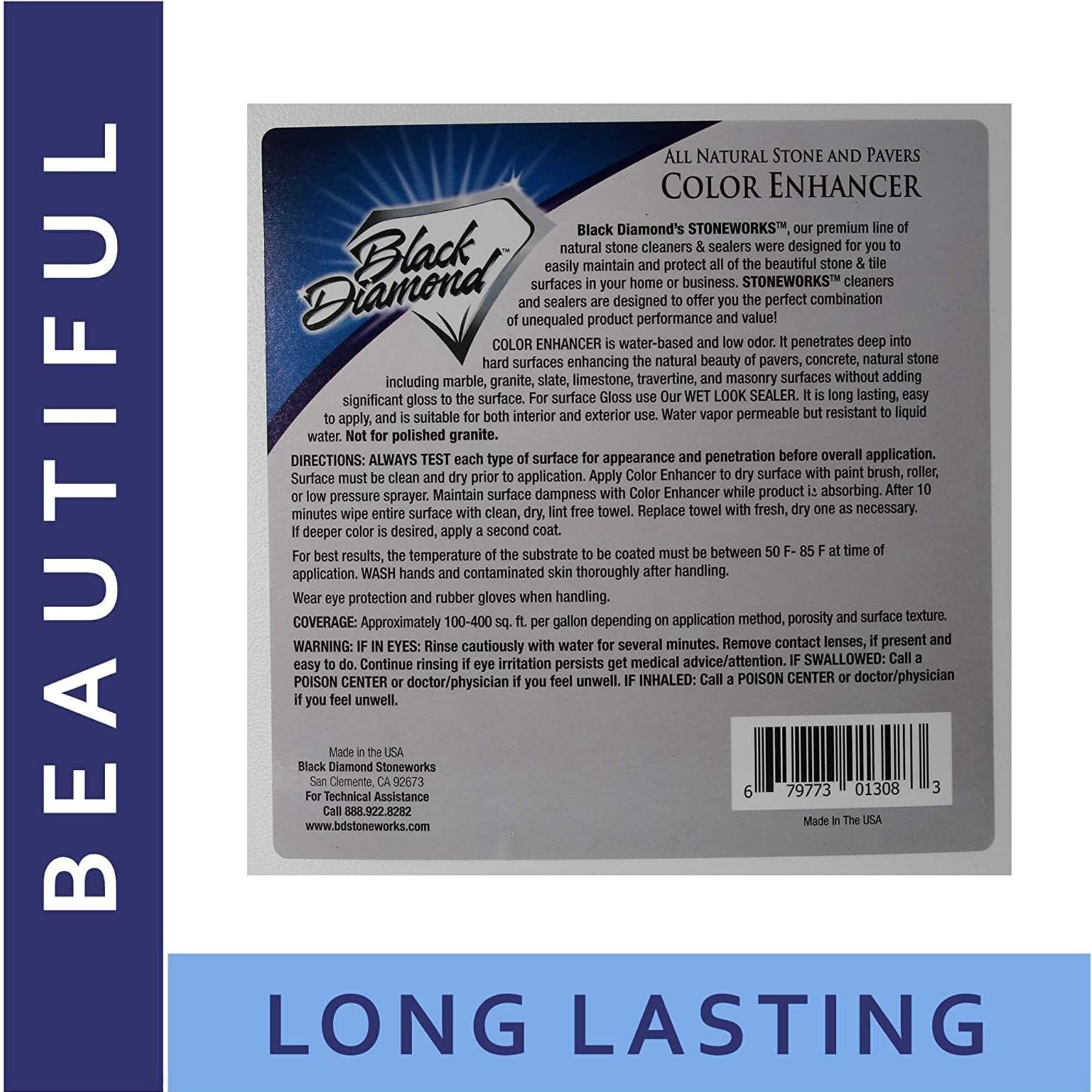 Premium Color Enhancer & Sealer for Natural Stone & Pavers - Protects Marble, Travertine, Limestone, Granite, Slate | 1 Gallon for Driveways, Patios, Walkways & Pool Decks