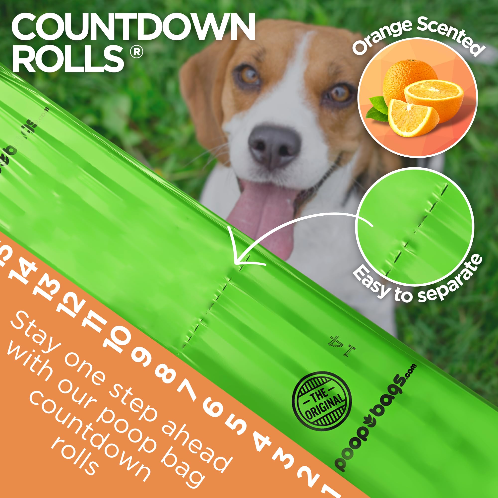 The Original Poop Bags® - USDA Certified Biodegradable Dog Waste Bags (960 Count) | Orange Scented, 38% Plant-Based, Extra Thick & Leak-Proof | Perfect for Daily Dog Walks, Park Visits & Backyard Cleanup
