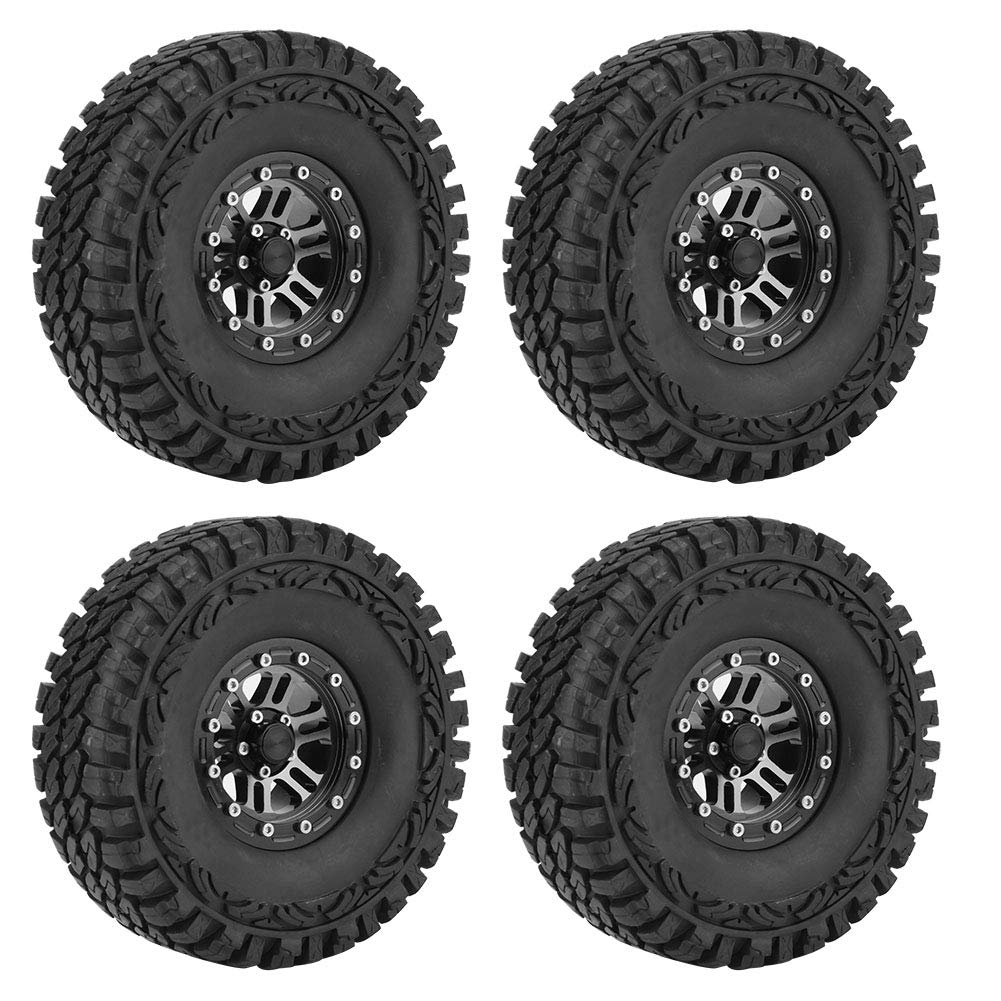 Dilwe 1:10 RC Car Tires - 4Pcs Rubber Tires with Metal Hubs for Crawler Cars - Off-Road Adventure