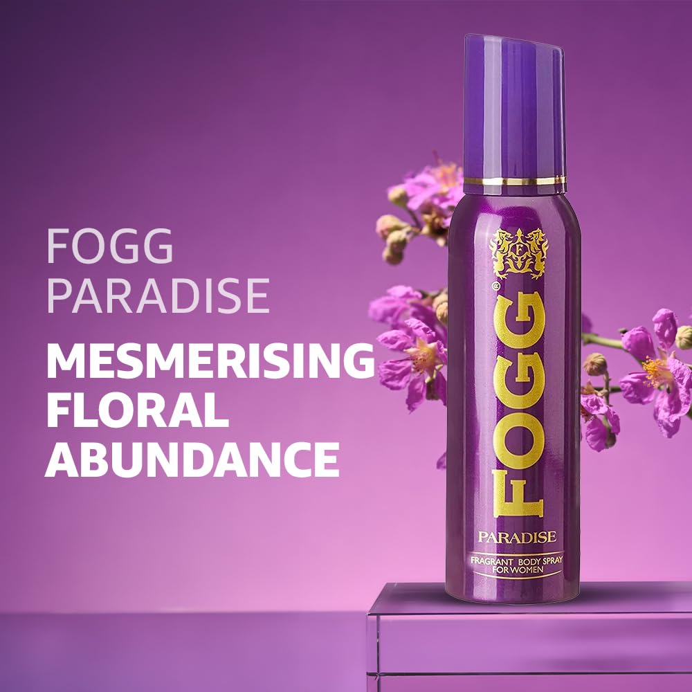Fogg Paradise No Gas Deodorant for Women - Long-Lasting Perfume Body Spray, 150ml | Fresh Fragrance for Daily Use, Gym & Office