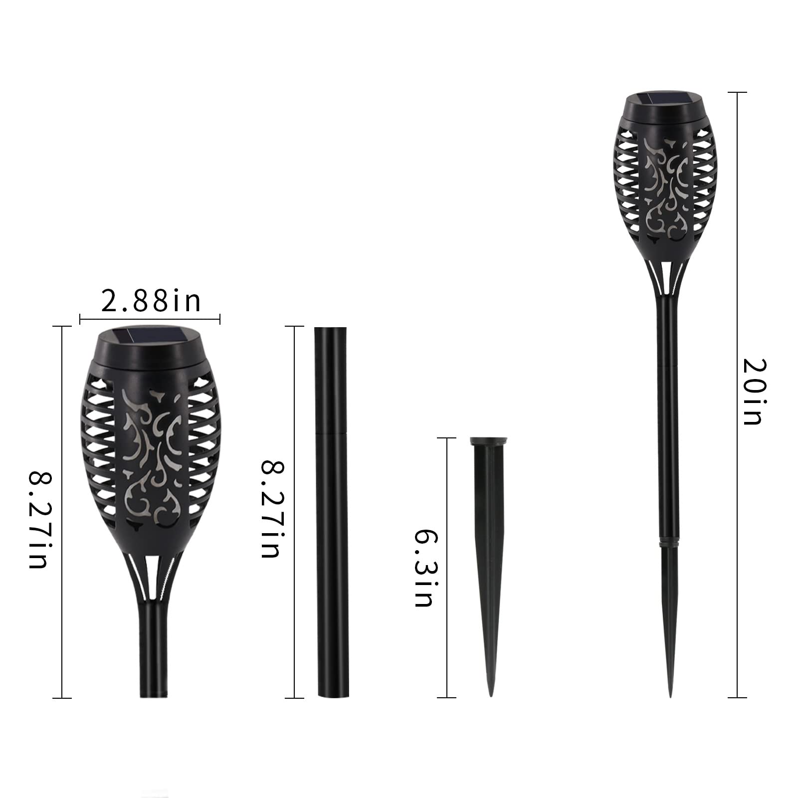 8 Pack Solar Torch Lights Outdoor - Waterproof 12 LED Flickering Flame Mini Tiki Torches for Garden Pathway, Patio & Yard Decor | Auto On/Off Dusk to Dawn | Perfect for Backyard Parties, Weddings & Landscape Lighting