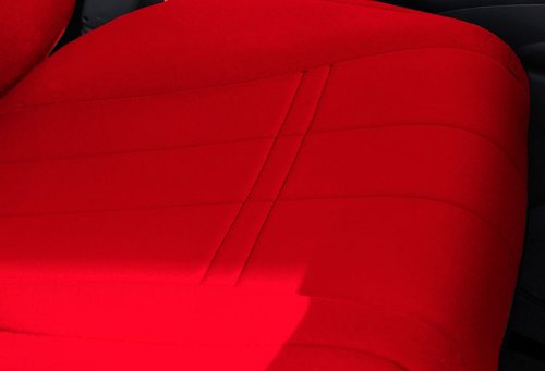 CalTrend NeoSupreme Seat Covers for 2005-2011 Nissan Frontier - 40/60 Split Bench Rear Seats with Red Insert & Trim | Durable Car Interior Protection for Trucks & Off-Road Adventures
