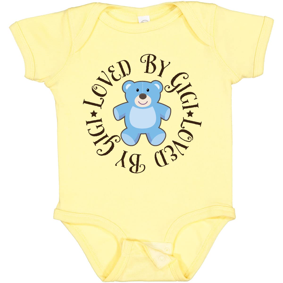 Inktastic Loved by Gigi Baby Boy Short Sleeve Bodysuit - Soft Cotton Onesie for Newborns & Infants - Perfect for Playdates, Photo Shoots & Everyday Wear