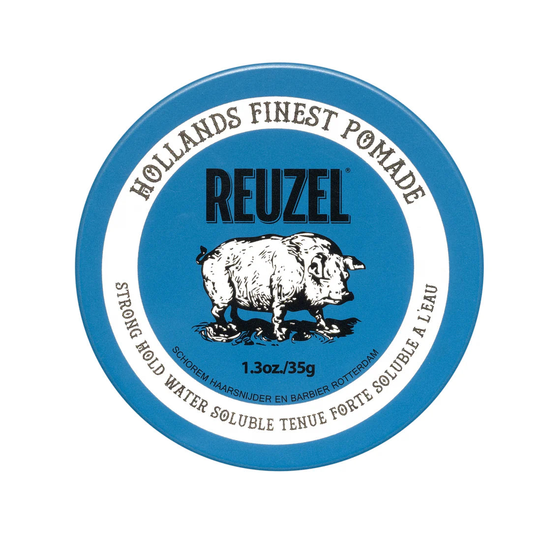 Reuzel Blue Pomade - Strong Hold Hair Styling Wax for Men - Classic Slick Back, Pompadour & Undercut Hairstyles - All-Day Shine & Control - Perfect for Barbershops, Weddings & Formal Events