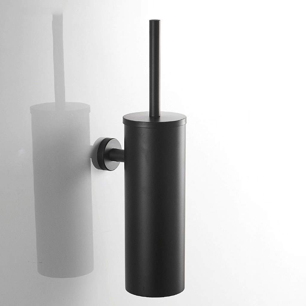 Matt Black Wall Mounted Toilet Brush and Holder Set - Stainless Steel Gold Finish | Bathroom Cleaning Tools for Modern Homes, Apartments & Restrooms