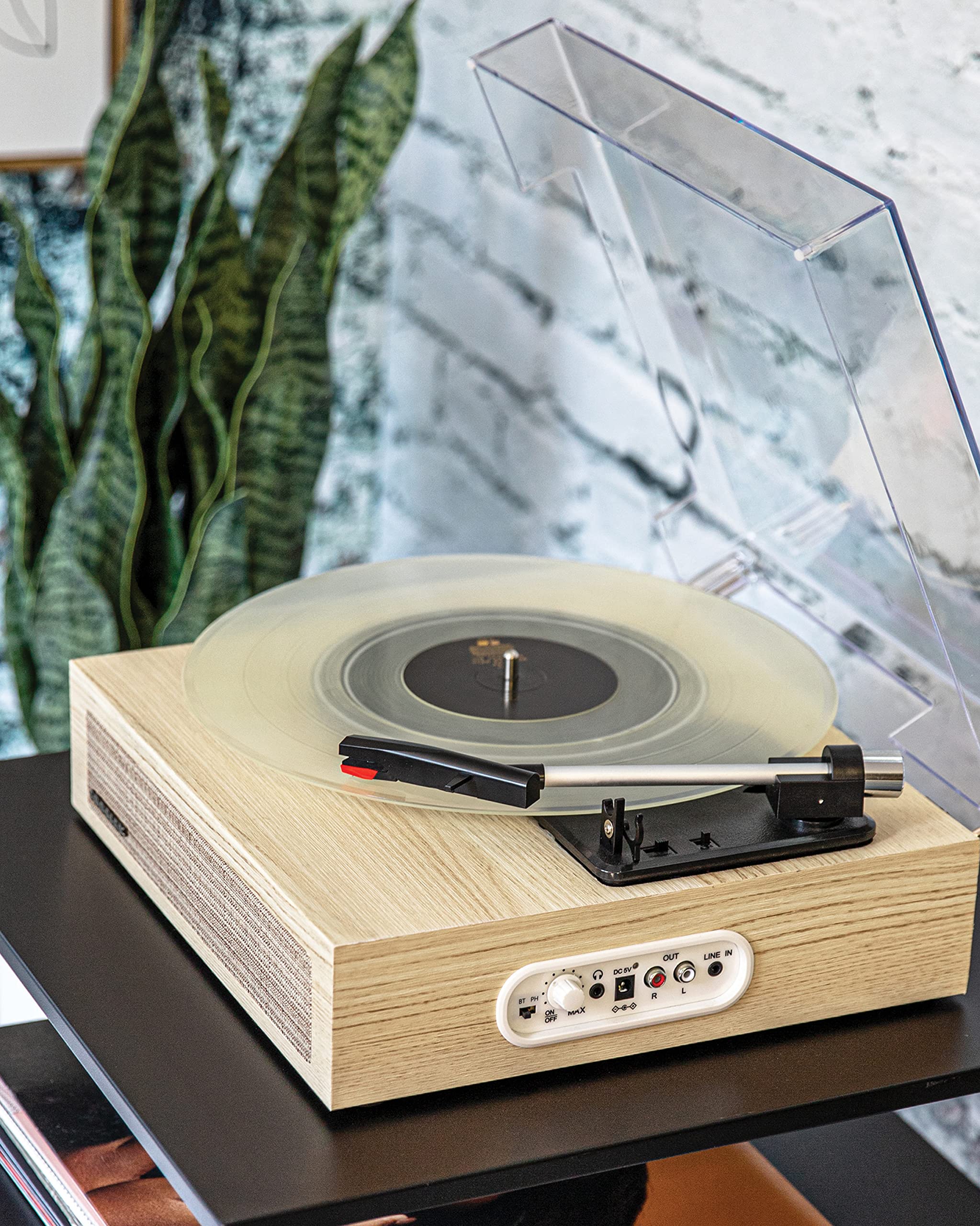 Crosley CR6042A-NA Scout 3-Speed Bluetooth Vinyl Record Player with Built-in Speakers - Natural Wood Finish | Perfect for Home, Office & Retro Music Lovers