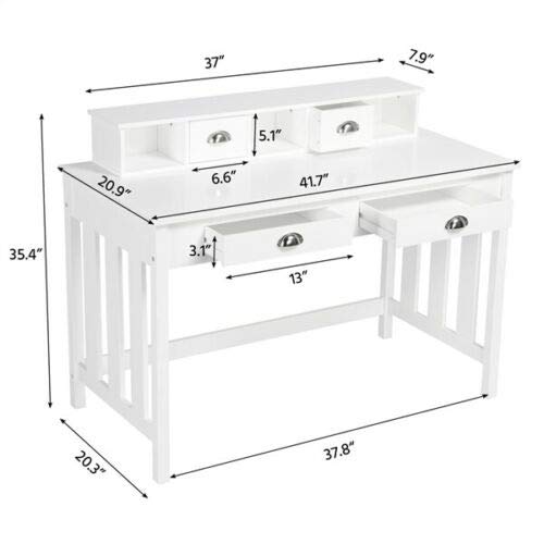 AlphaBaby Writing Desk - Home Study Office Computer PC Table with Storage, 4 Drawers & Shelf - Perfect for Kids Room, Homeschooling & Small Space Workstation