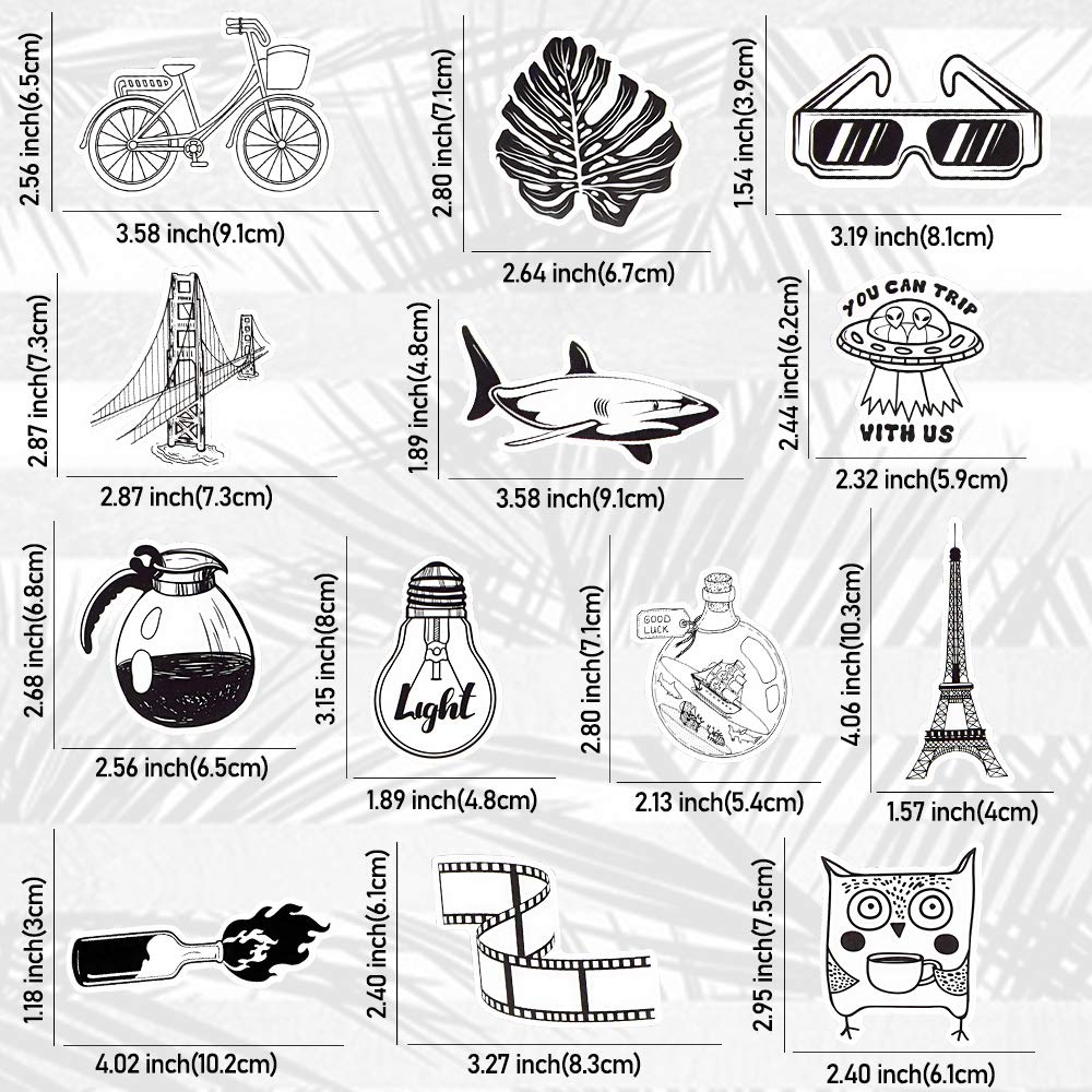 QTL Cute Black and White VSCO Stickers Pack - 50Pcs Waterproof Decals for Teen Girls & Adults - Perfect for Water Bottles, Laptops, Journals & DIY Crafts - Aesthetic Vinyl Stickers for Scrapbooking & Room Decor